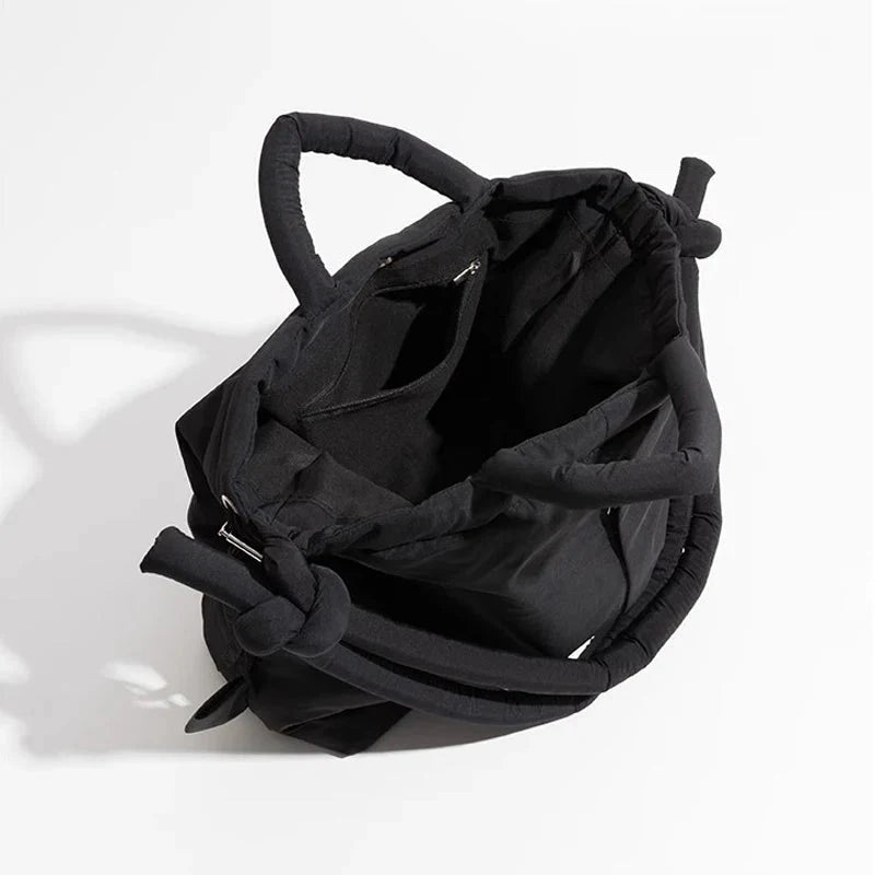Bolso mujer | diseño acolchado con asas dobles y cierre fruncido