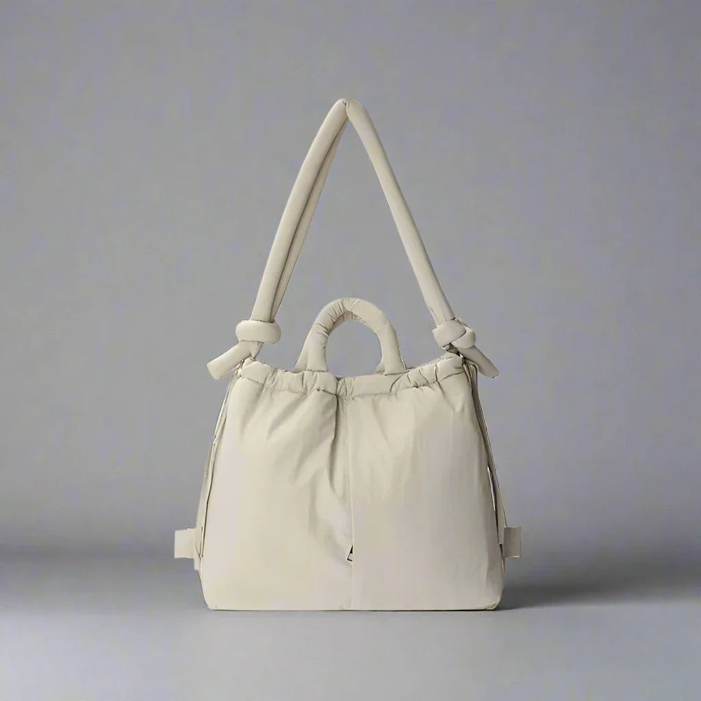 Bolso mujer | diseño acolchado con asas dobles y cierre fruncido