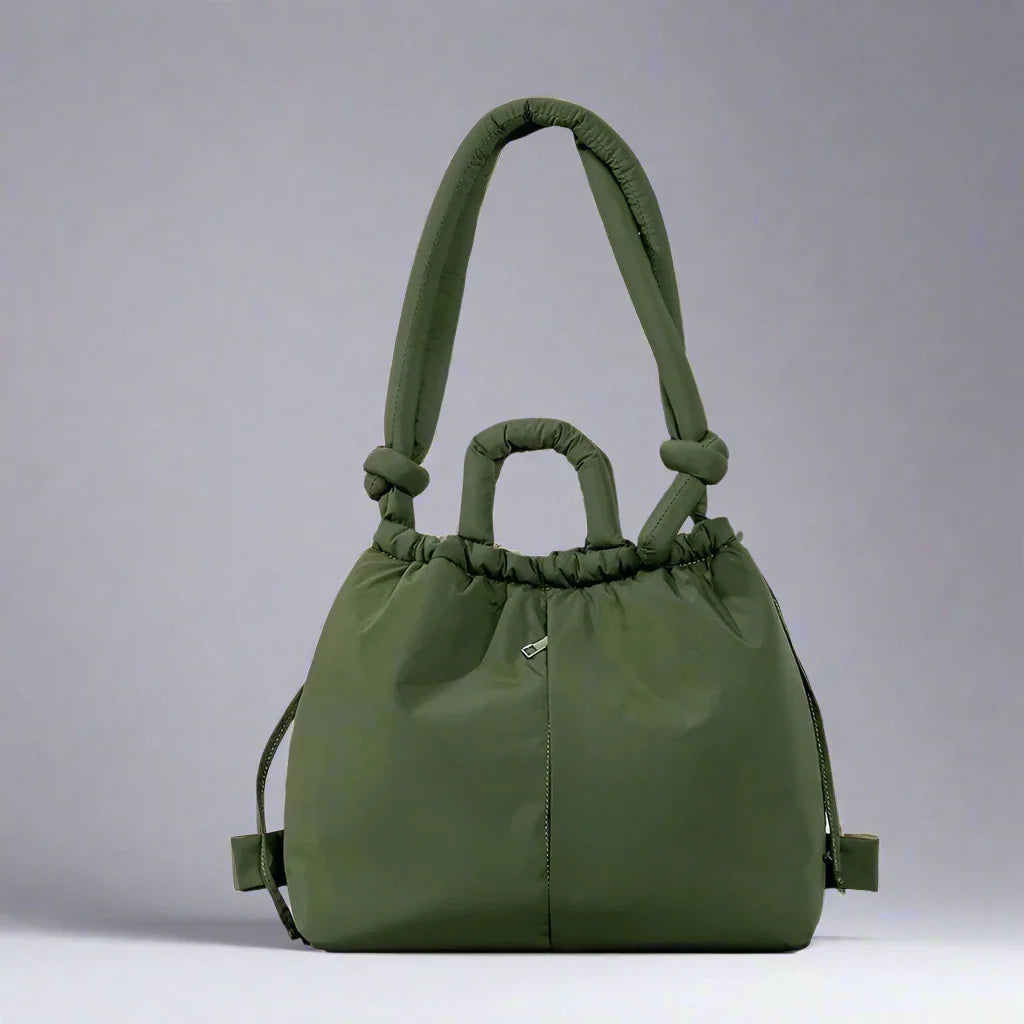 Bolso mujer | diseño acolchado con asas dobles y cierre fruncido