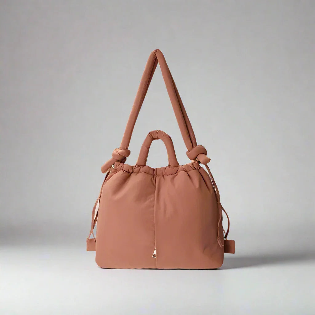 Bolso mujer | diseño acolchado con asas dobles y cierre fruncido