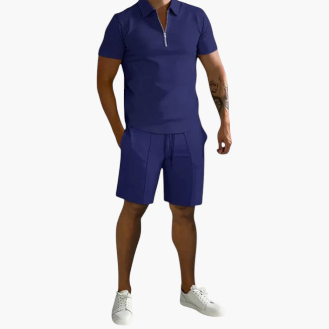 Conjunto hombre | camisa con media cremallera y short con cordón