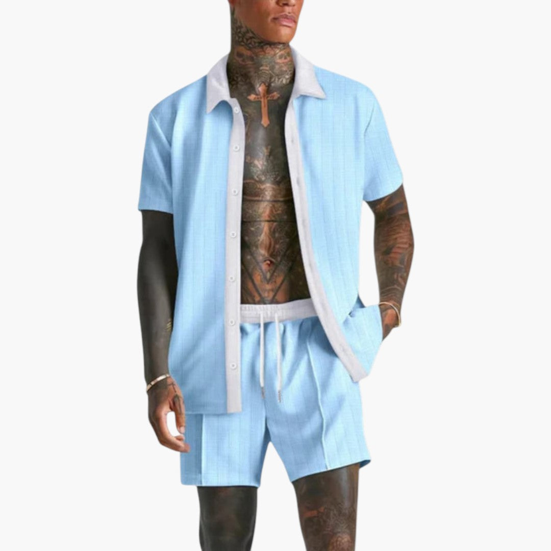 Conjunto hombre | camisa abierta con botones y short con cordón