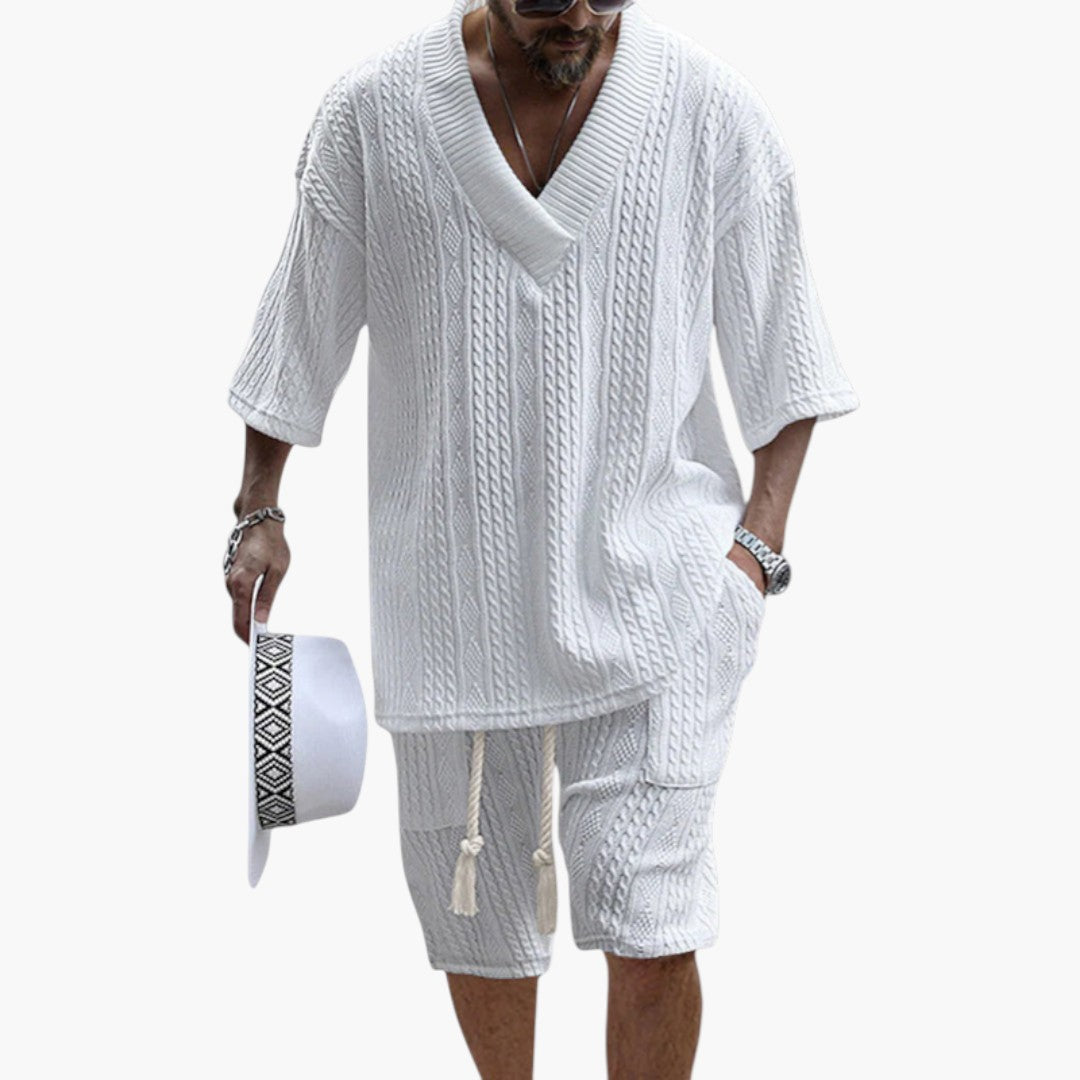 Conjunto hombre | camisa manga corta con botones y short recto