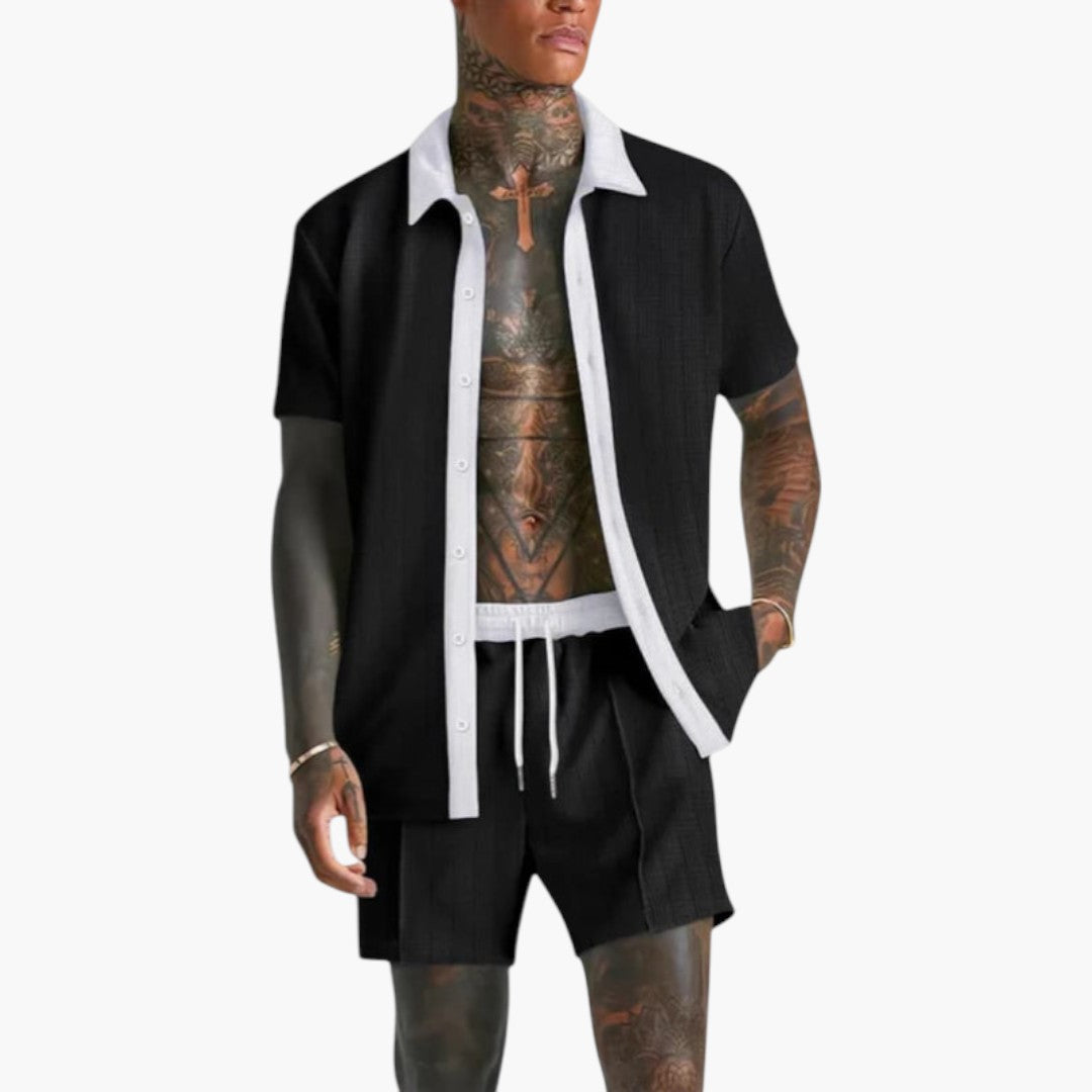 Conjunto hombre | camisa abierta con botones y short con cordón
