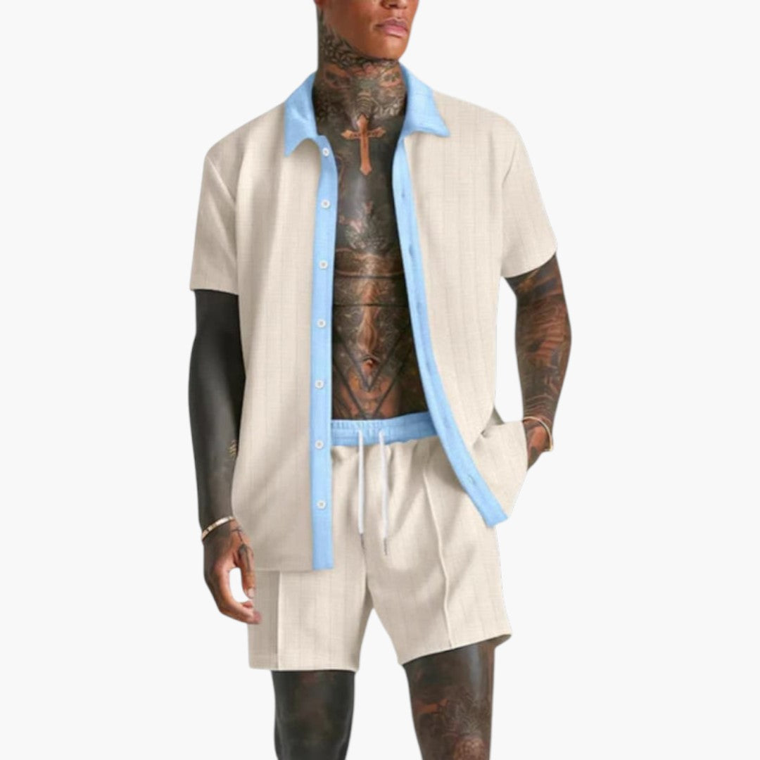 Conjunto hombre | camisa abierta con botones y short con cordón