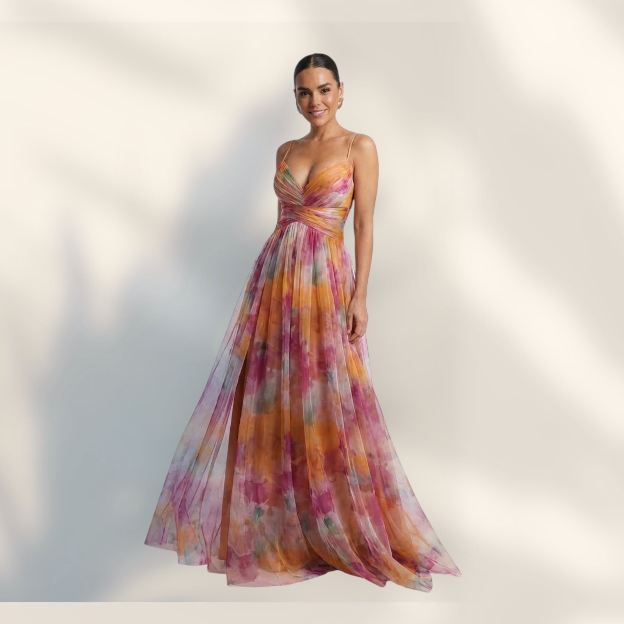 Vestido Maxi Multicapa | Silueta Fluida Estampado Floral Largo Tobillo