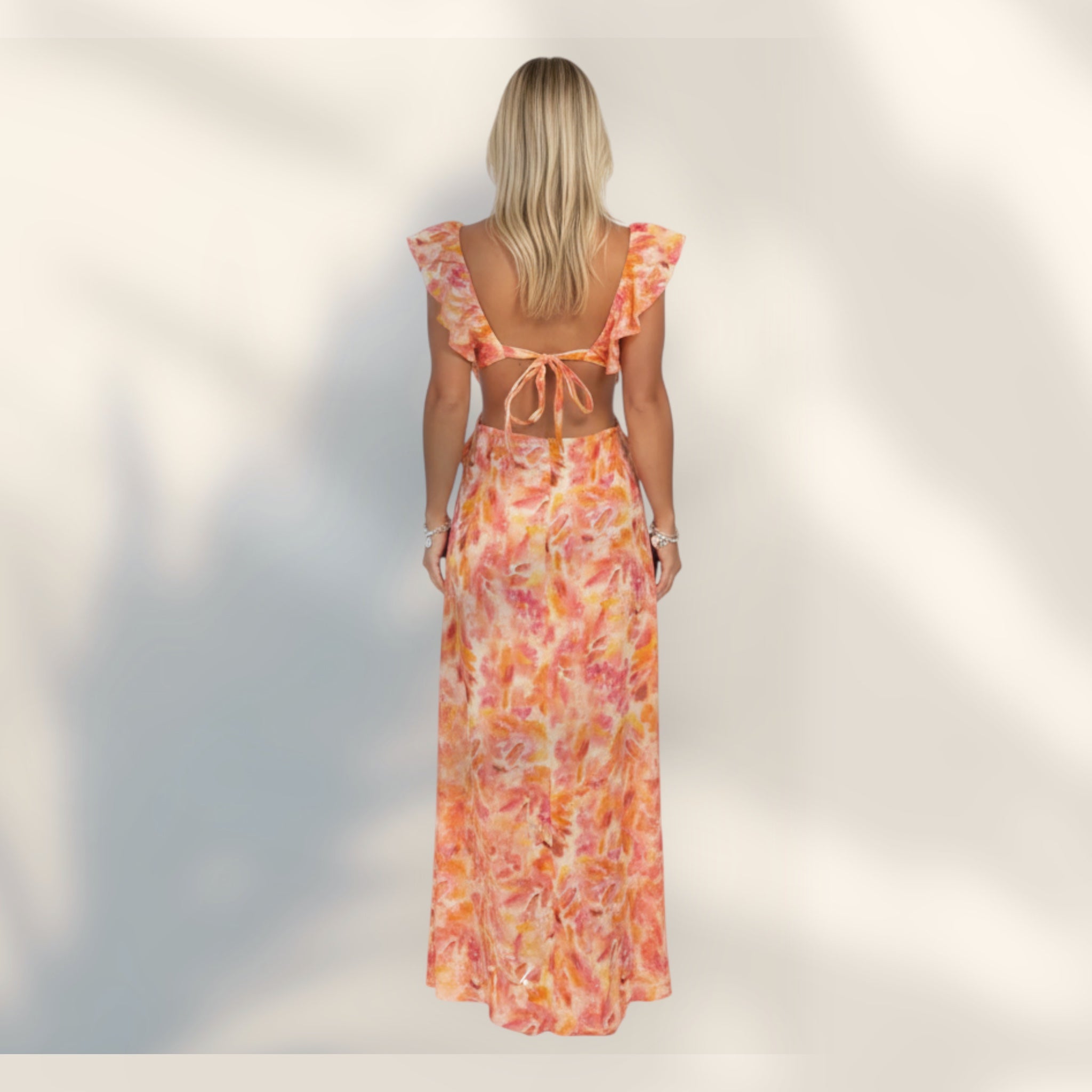 Vestido Con Volantes | Cintura Definida Silueta Fluida Estampado Floral