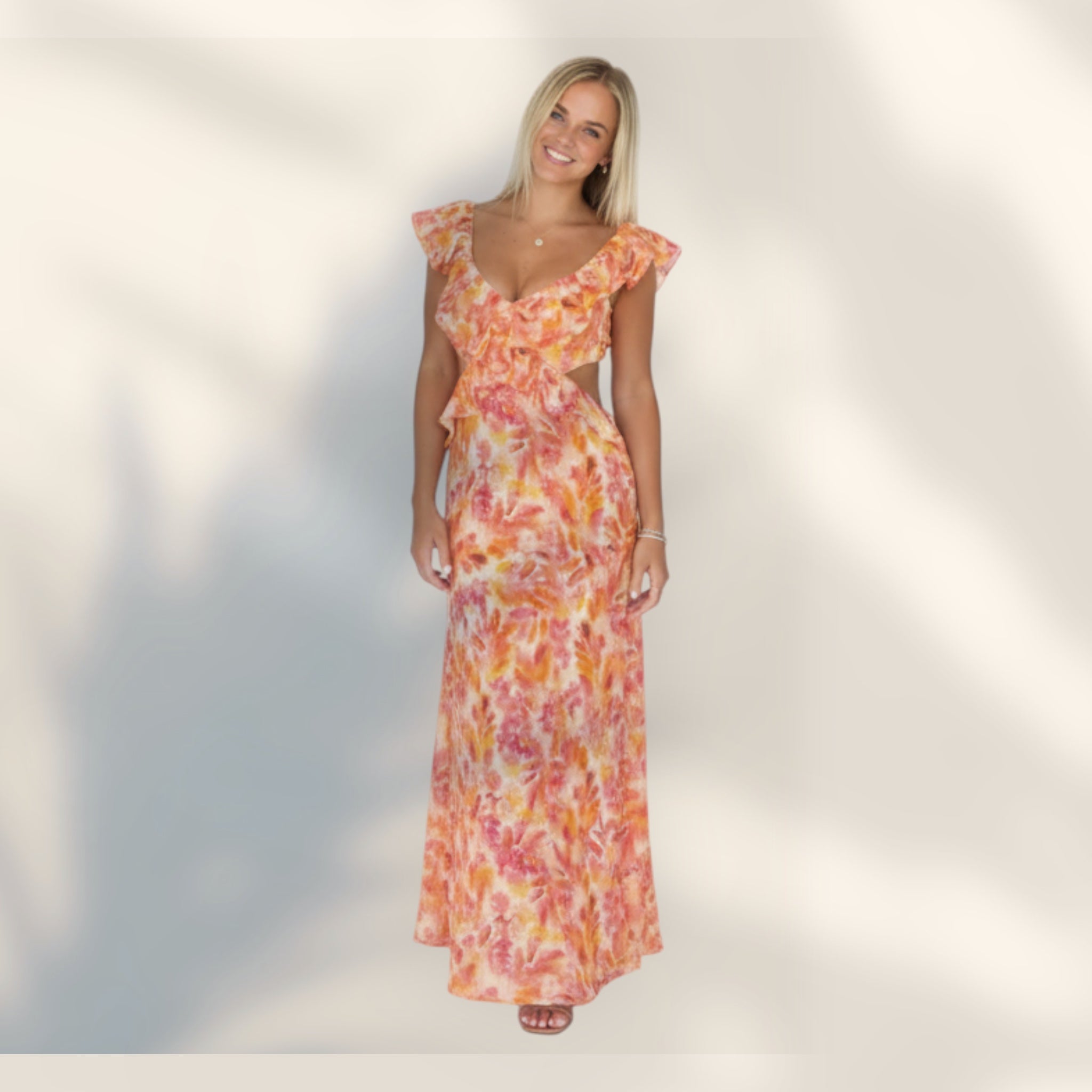 Vestido Con Volantes | Cintura Definida Silueta Fluida Estampado Floral