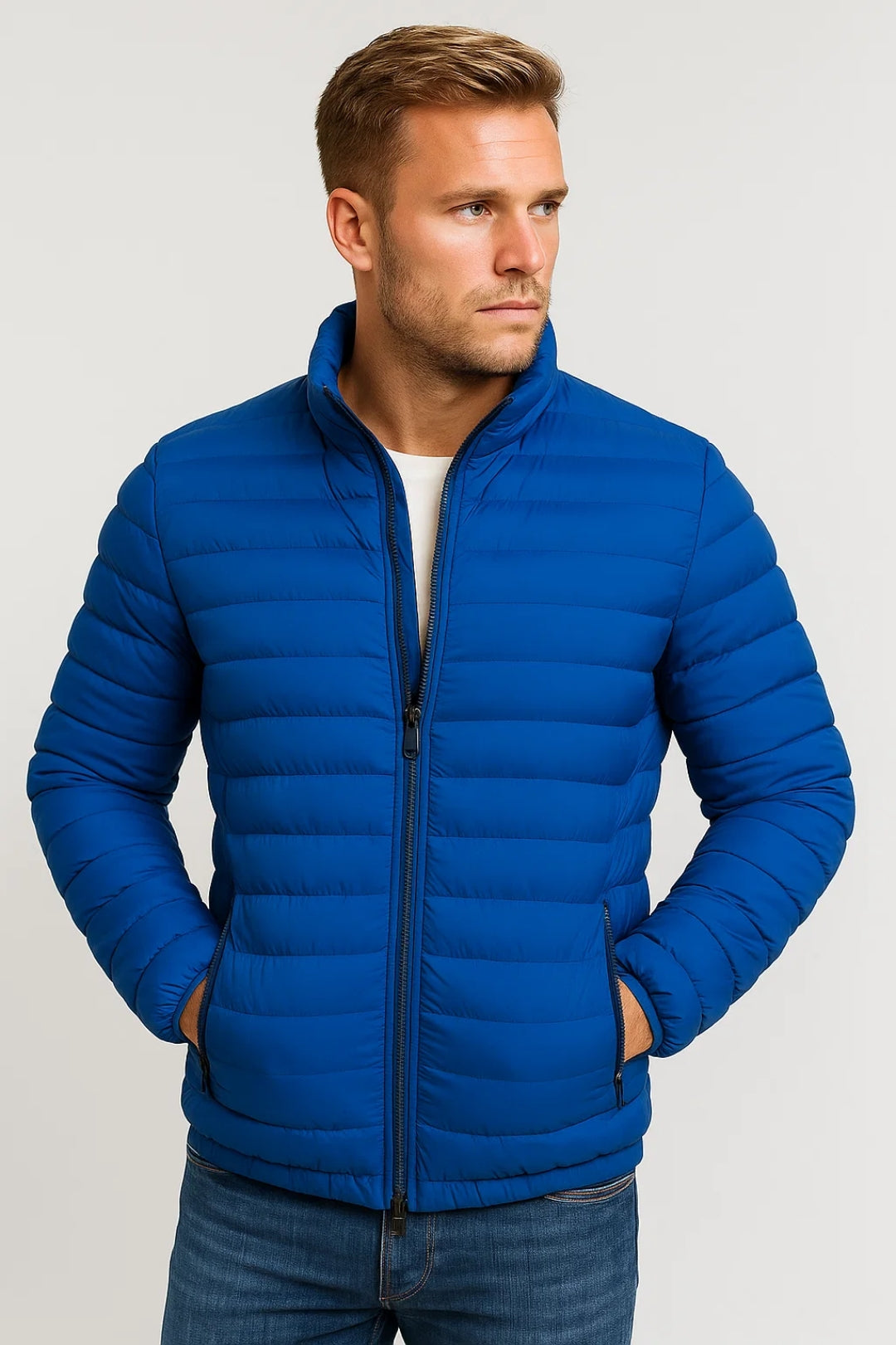 Chaqueta hombre | acolchada con cremallera y cuello alto