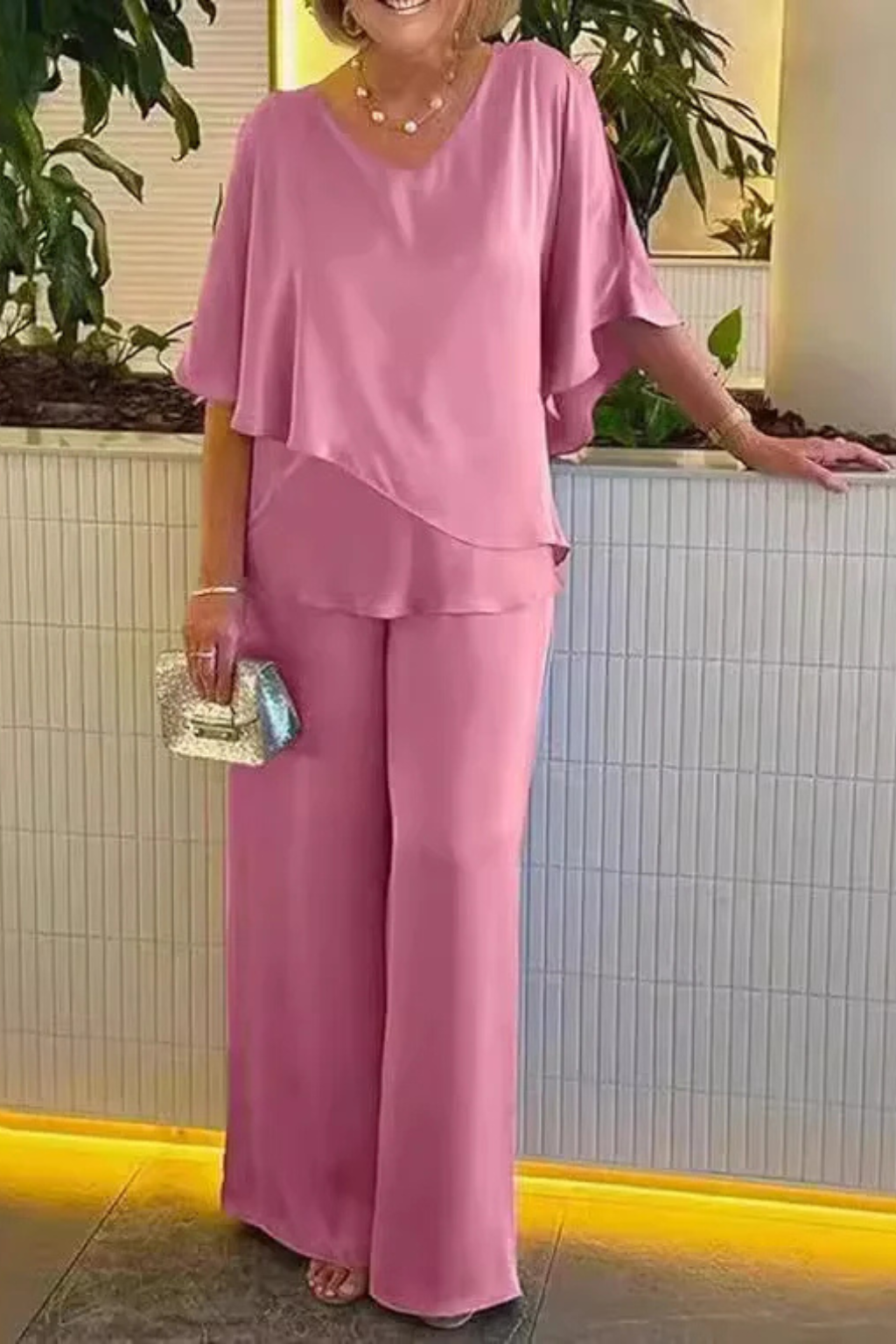 Pantalones Mujer de Pierna Ancha | Conjunto de Dos Piezas