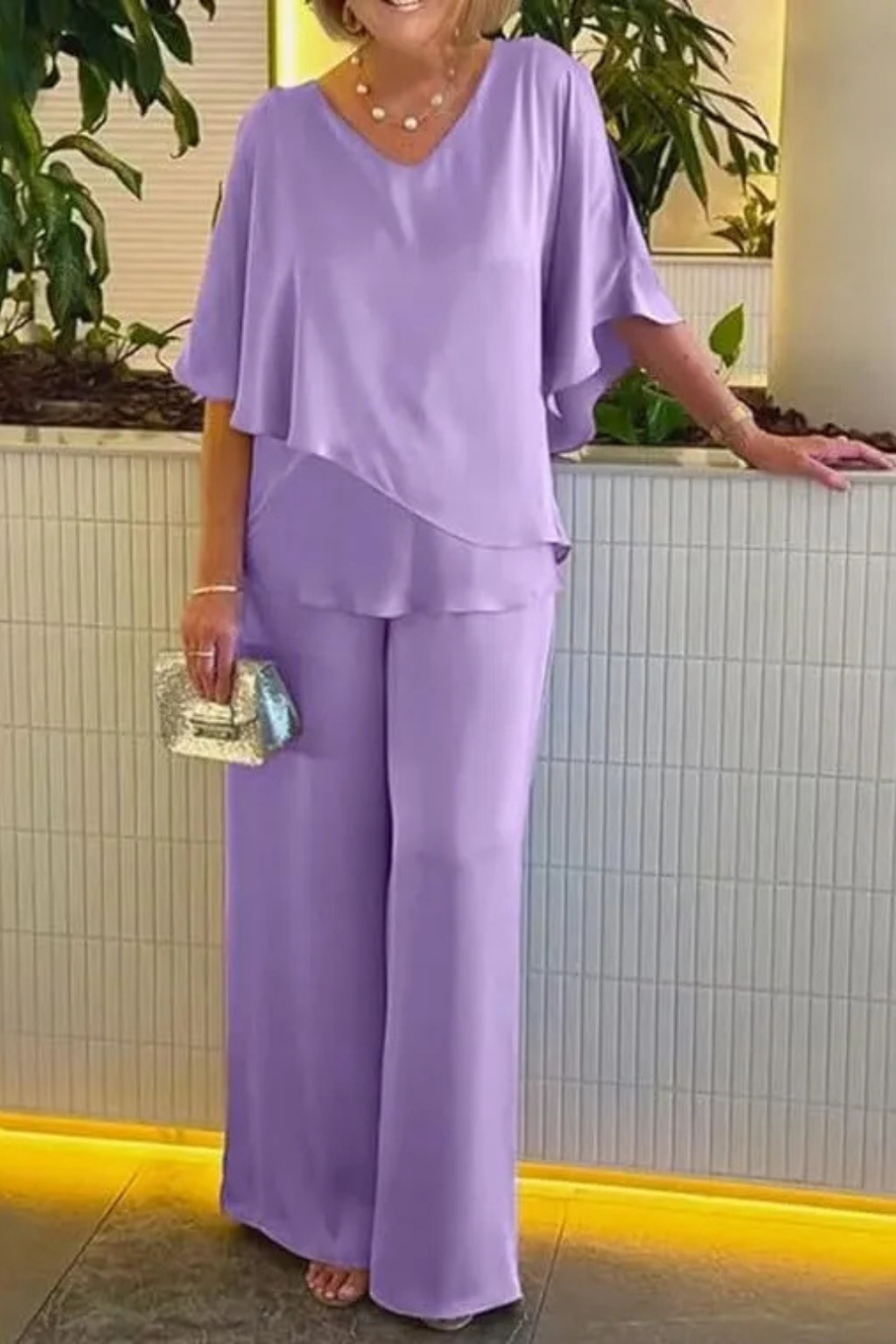 Pantalones Mujer de Pierna Ancha | Conjunto de Dos Piezas