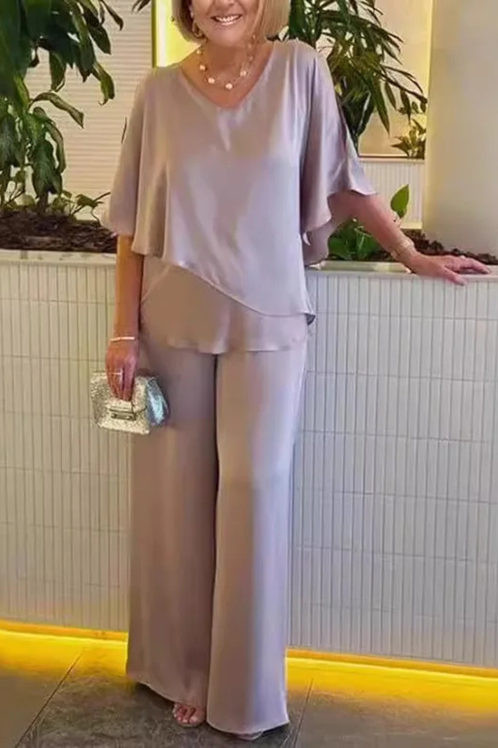 Pantalones Mujer de Pierna Ancha | Conjunto de Dos Piezas