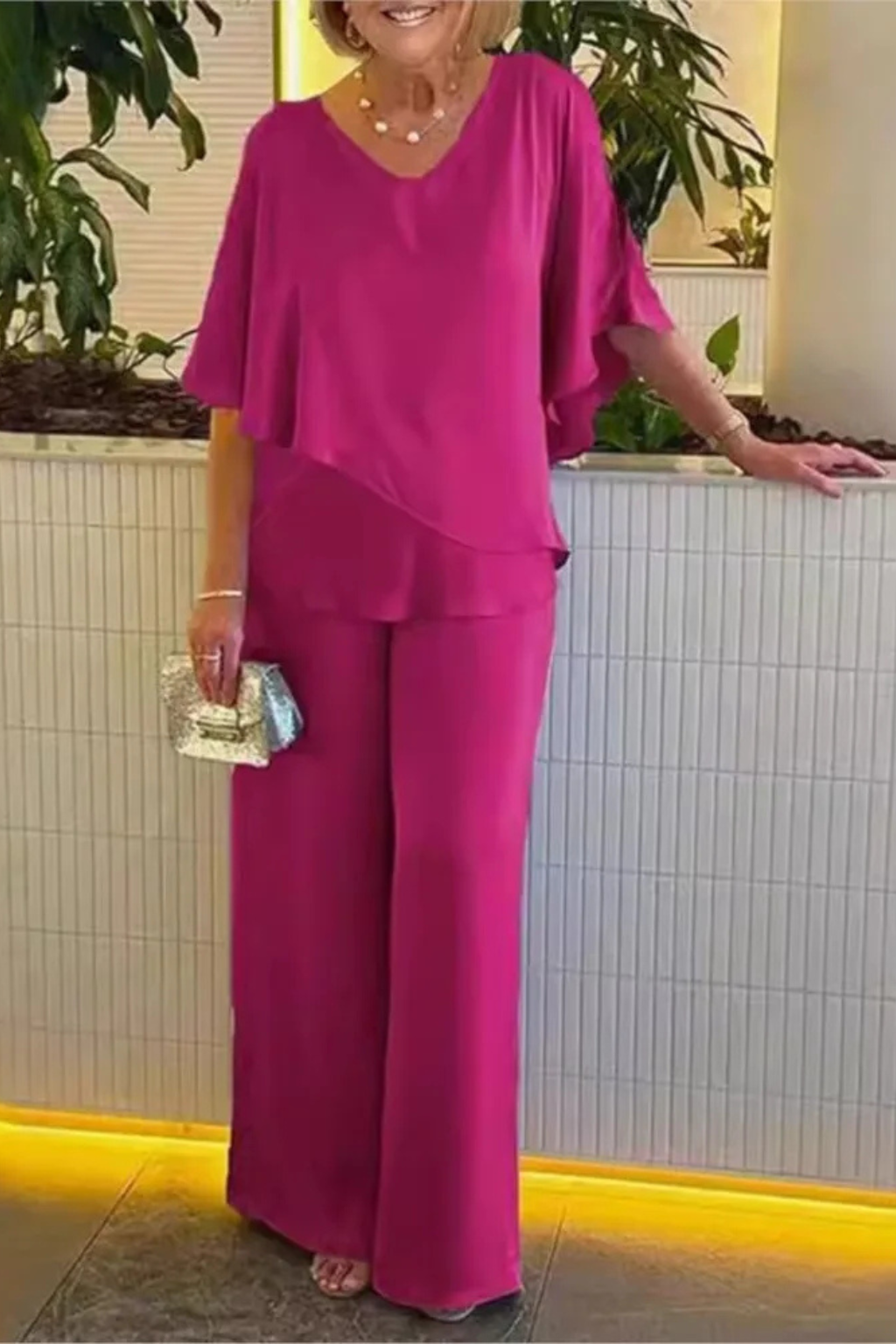 Pantalones Mujer de Pierna Ancha | Conjunto de Dos Piezas