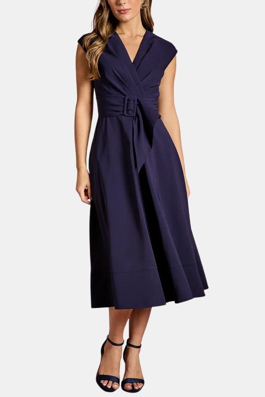 Vestido Mujer Midi | Escote en V con cinturón ajustable en cintura