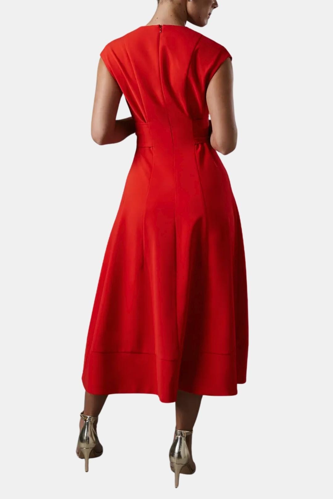 Vestido Mujer Midi | Escote en V con cinturón ajustable en cintura
