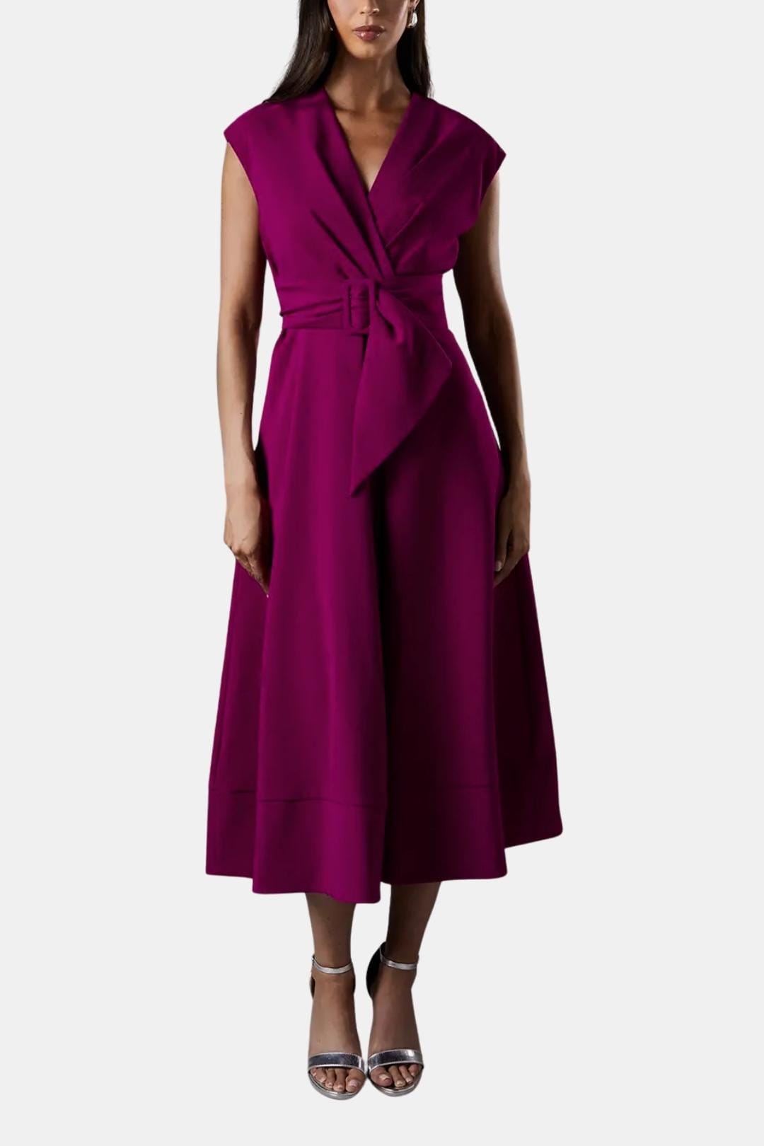 Vestido Mujer Midi | Escote en V con cinturón ajustable en cintura