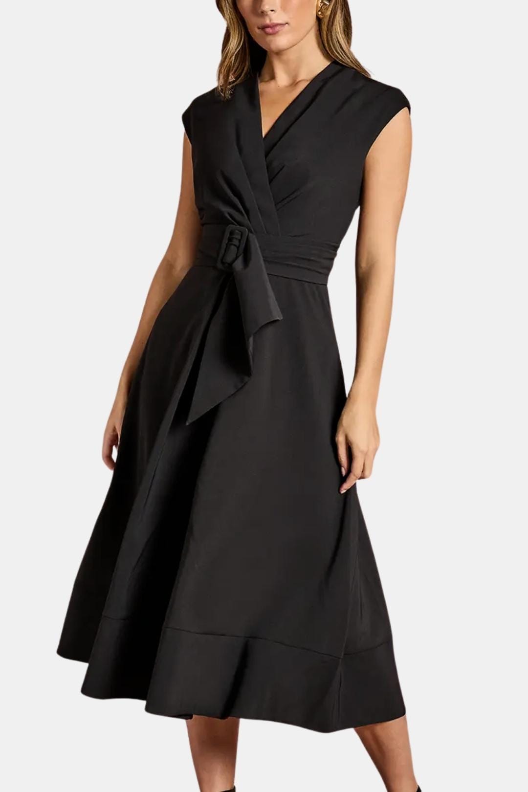 Vestido Mujer Midi | Escote en V con cinturón ajustable en cintura