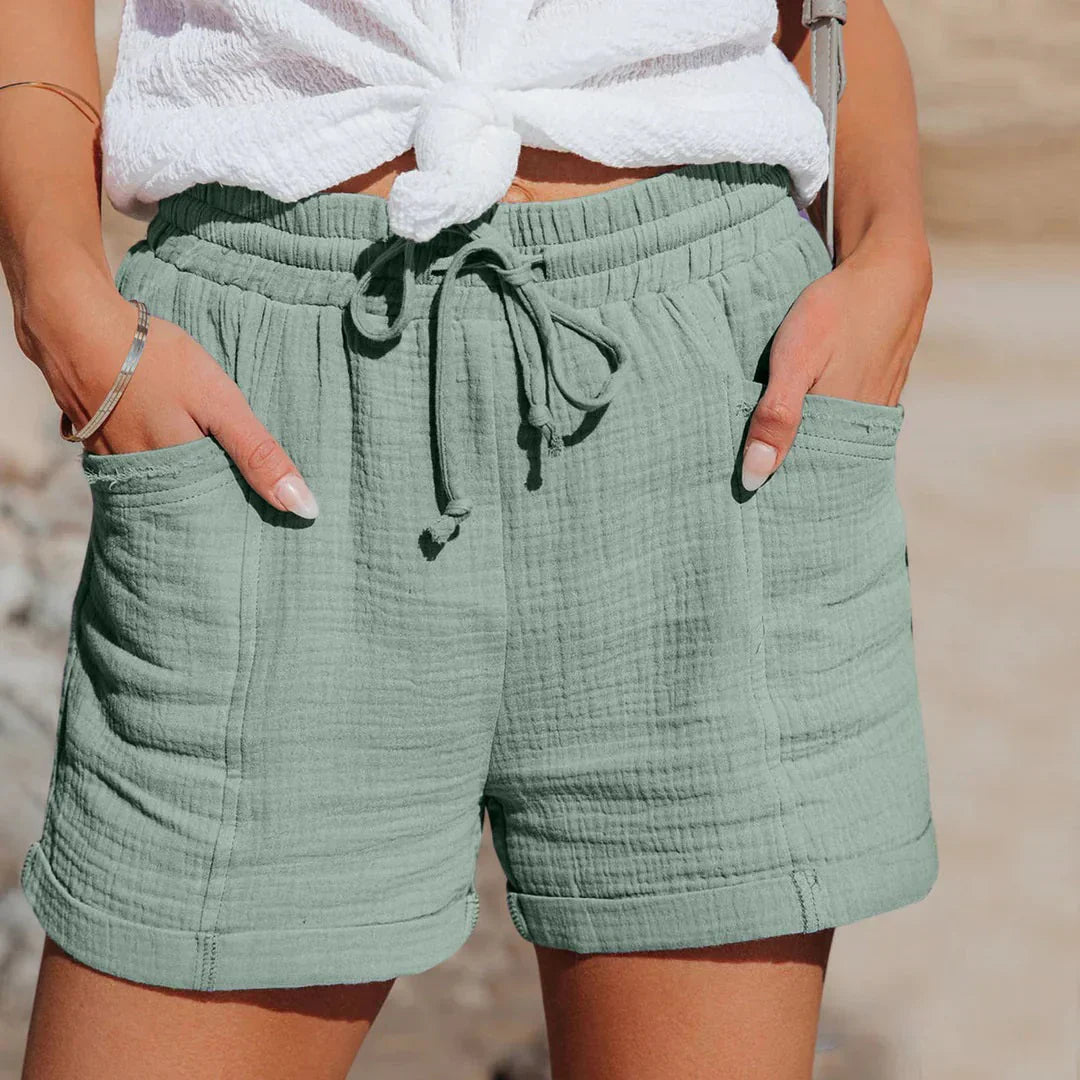 Pantalón corto mujer | cintura elástica con cordón
