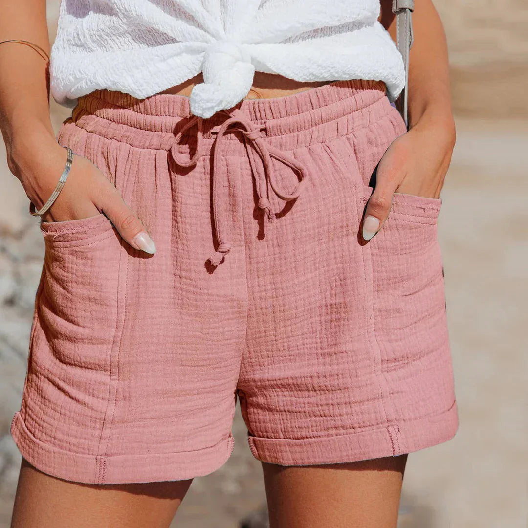 Pantalón corto mujer | cintura elástica con cordón