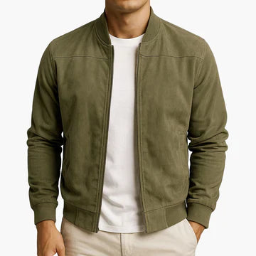 Chaqueta bomber hombre | cremallera frontal y cuello alto