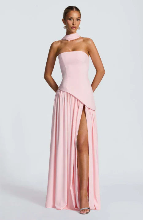 Vestido Mujer | estructura sin tirantes con longitud maxi