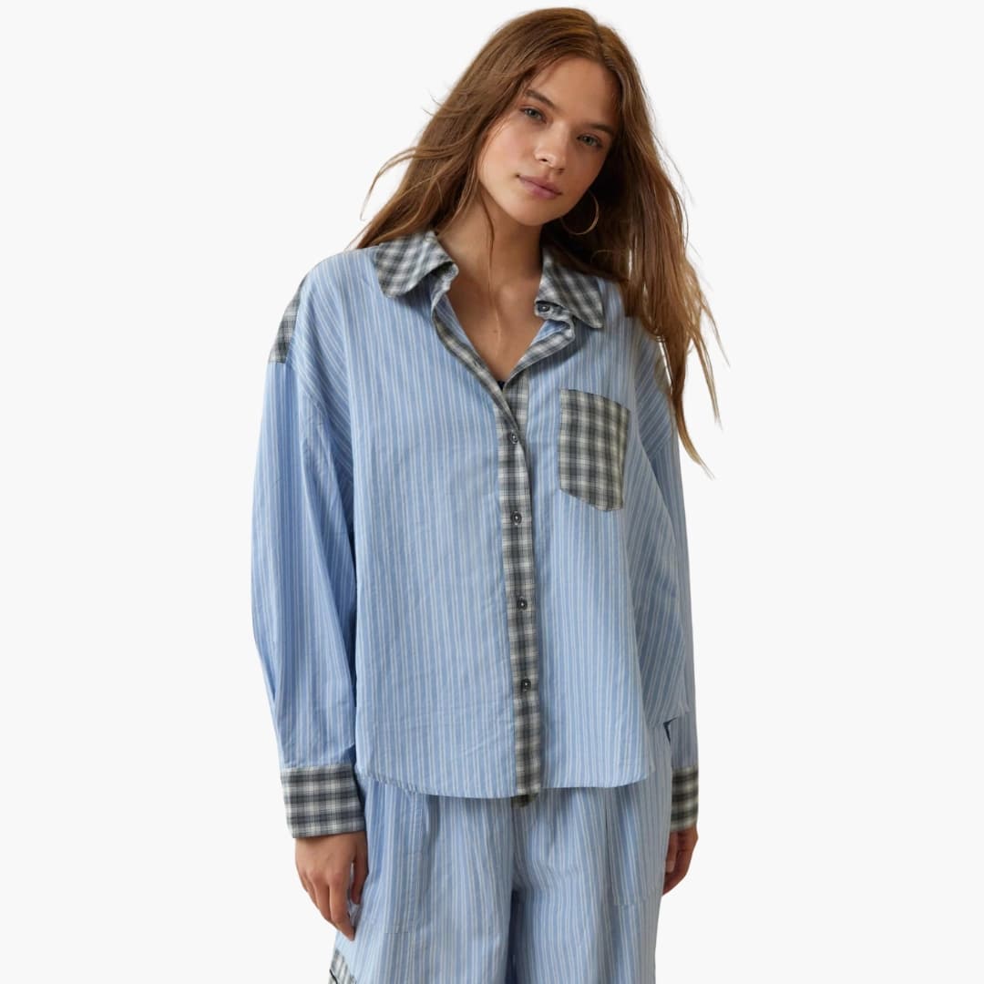 Conjunto mujer | camisa con botones y pantalón largo de cuadros
