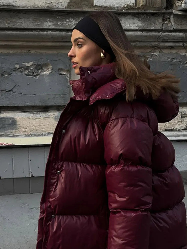 Chaqueta mujer | acolchada con cuello alto y cierre frontal