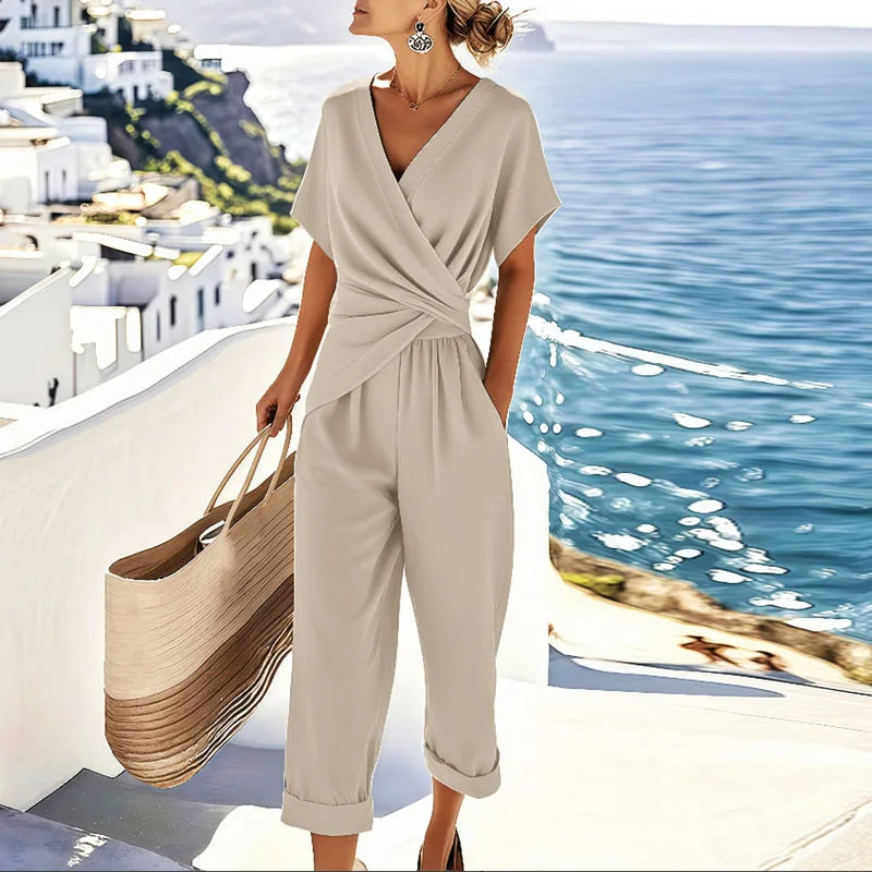 Conjunto mujer | top cruzado con nudo y pantalón largo