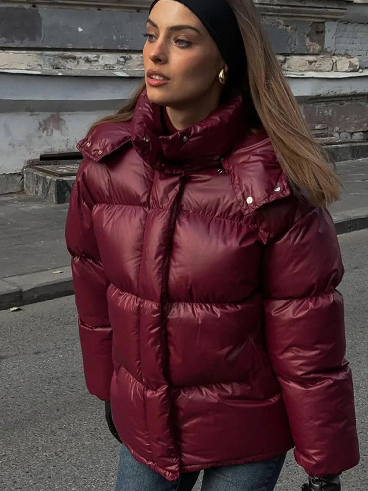 Chaqueta mujer | acolchada con cuello alto y cierre frontal
