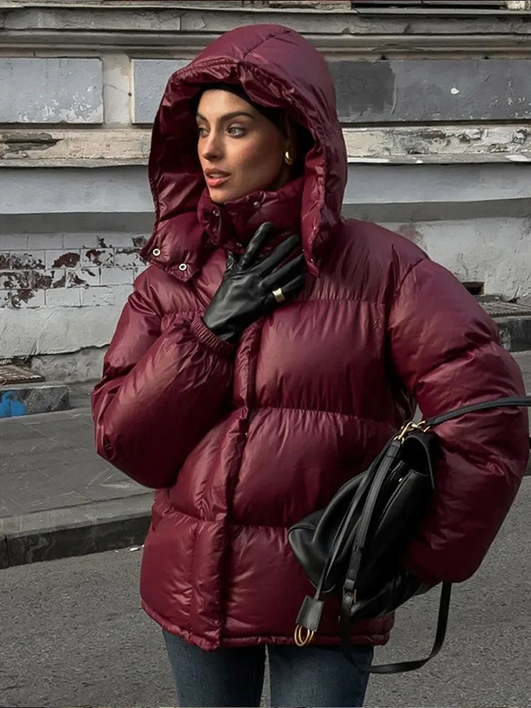 Chaqueta mujer | acolchada con cuello alto y cierre frontal
