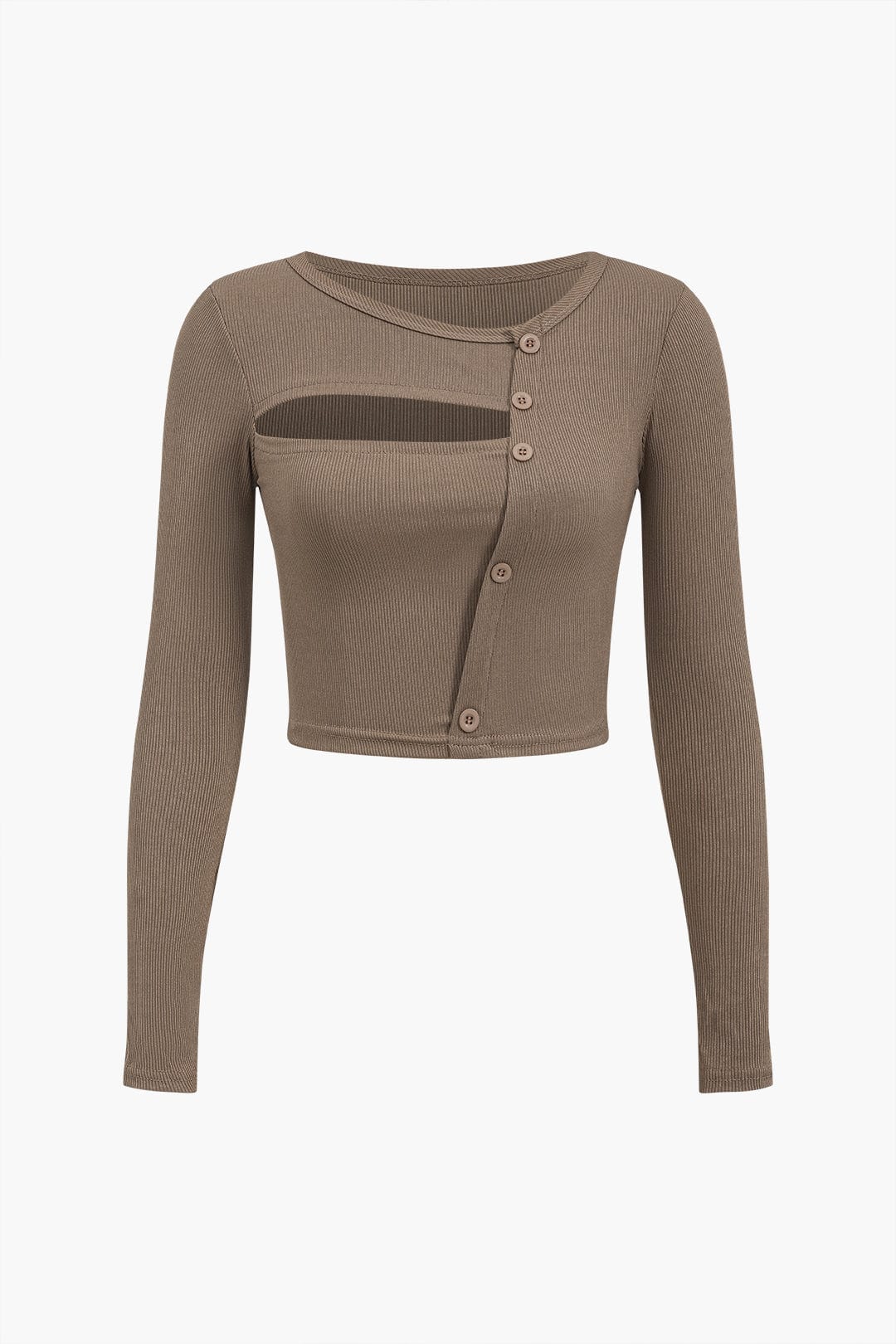 Top mujer | diseño asimétrico con botones y abertura frontal