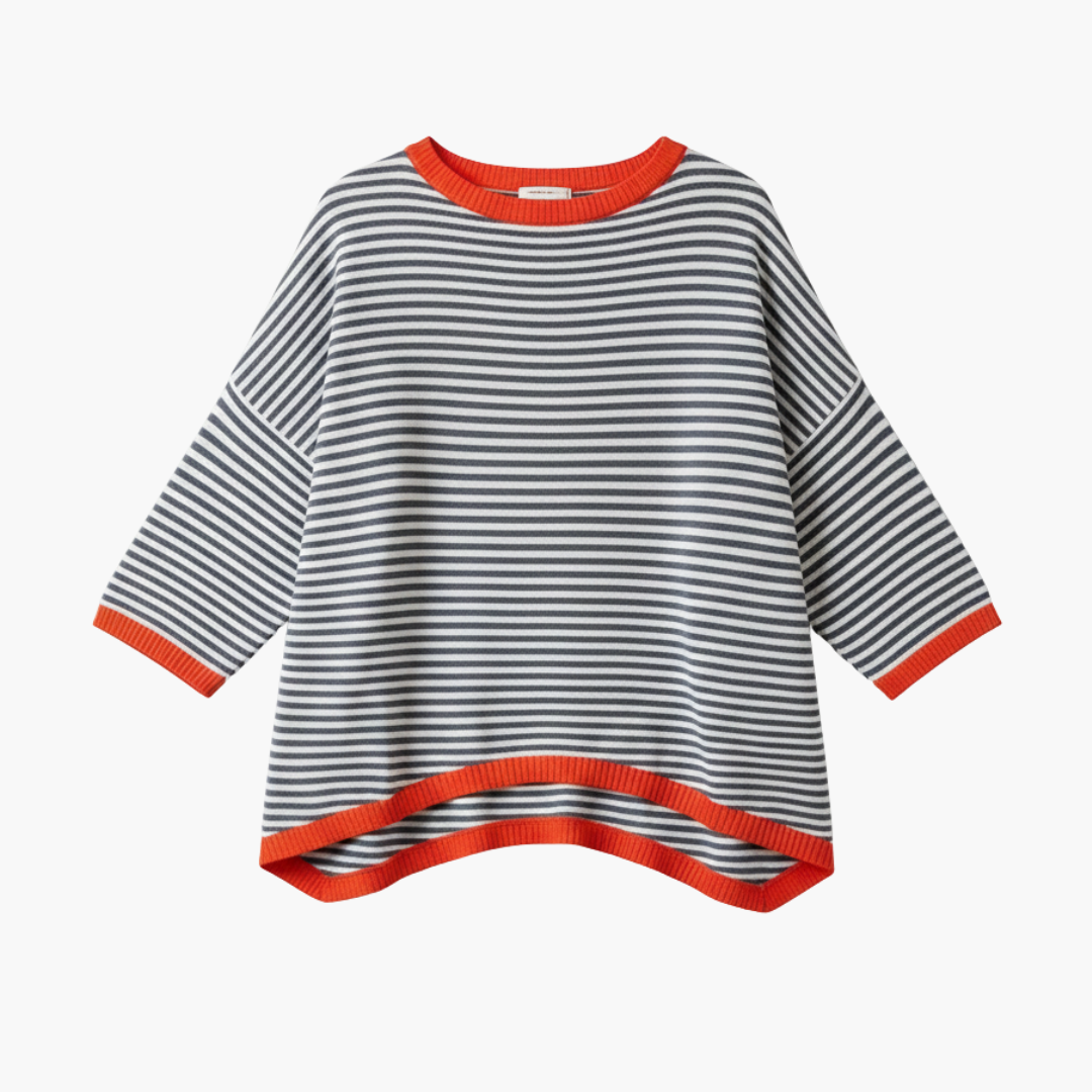 Camiseta mujer | diseño de rayas con cuello redondo y manga larga