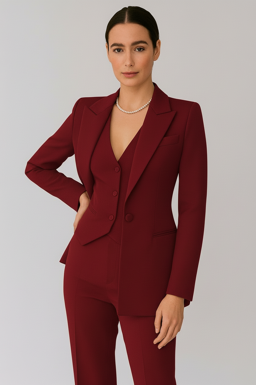 Traje Mujer de Tres Piezas | Corte Entallado con Pantalón Slim
