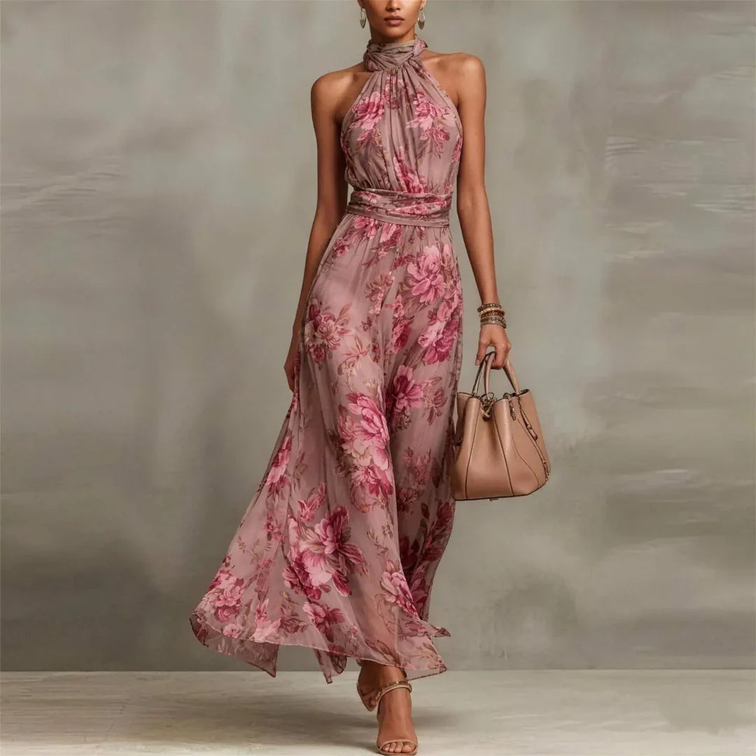 Vestido Mujer Maxi | Escote Halter con Estampado Floral