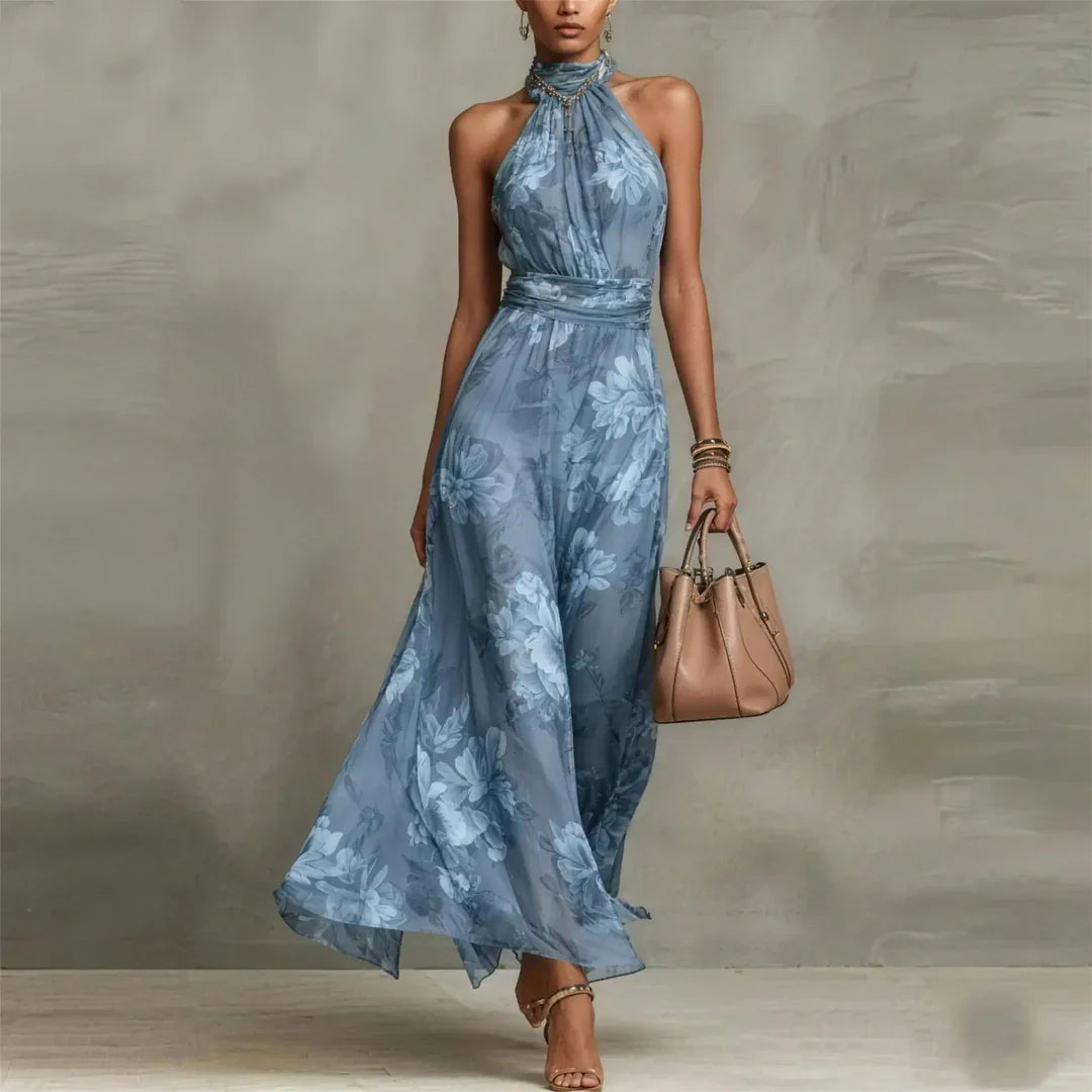 Vestido Mujer Maxi | Escote Halter con Estampado Floral