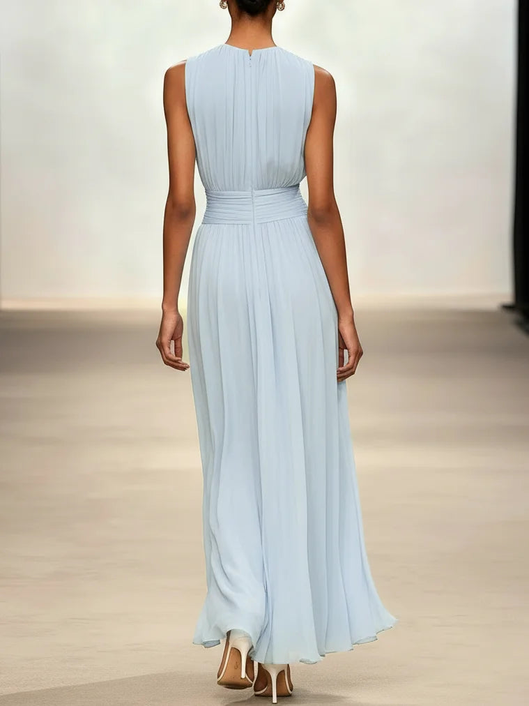 Vestido Mujer Maxi | Silueta A-Line sin mangas cuerpo fruncido