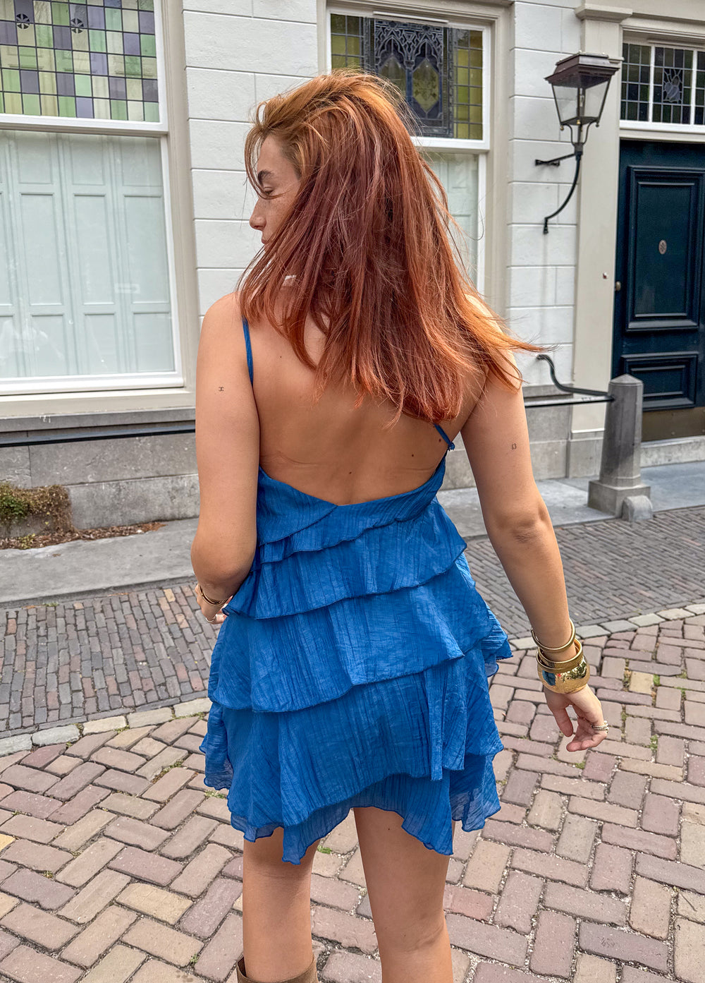 Vestido Mujer | Minivestido Asimétrico con Volantes y Tirante