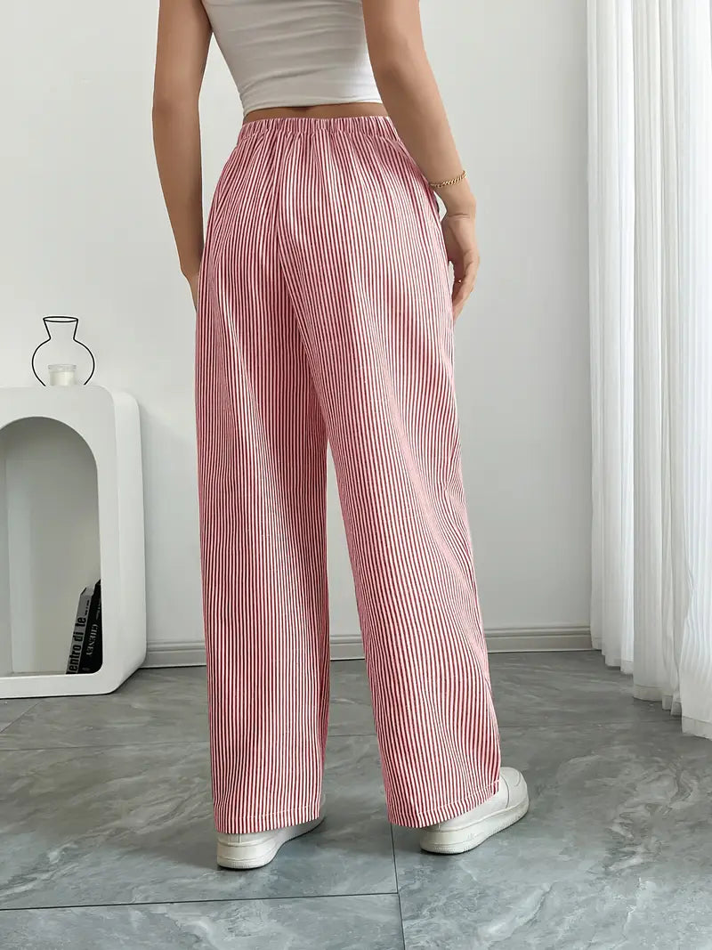 Pantalones Mujer | Pernera Ancha con Rayas Verticales