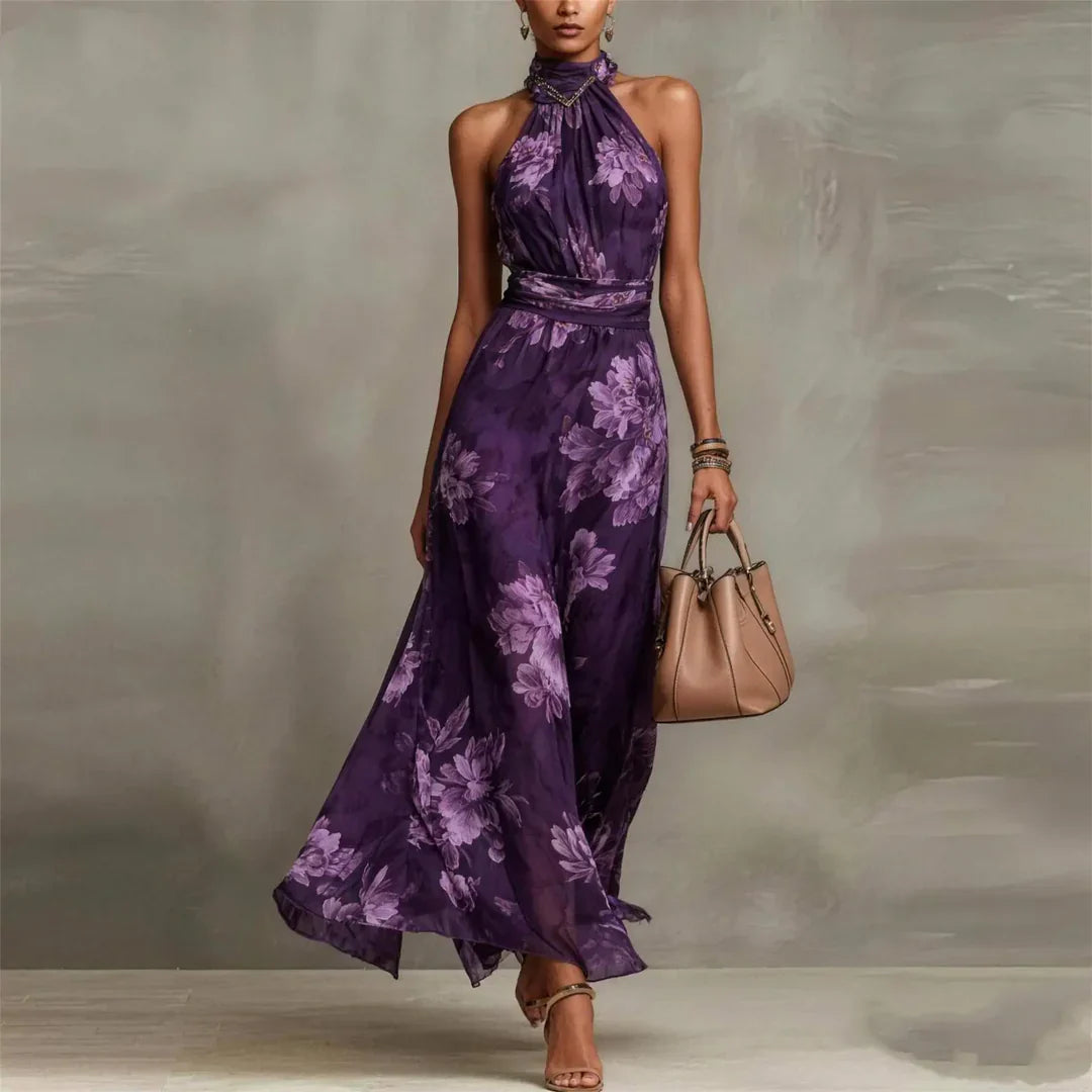 Vestido Mujer Maxi | Escote Halter con Estampado Floral