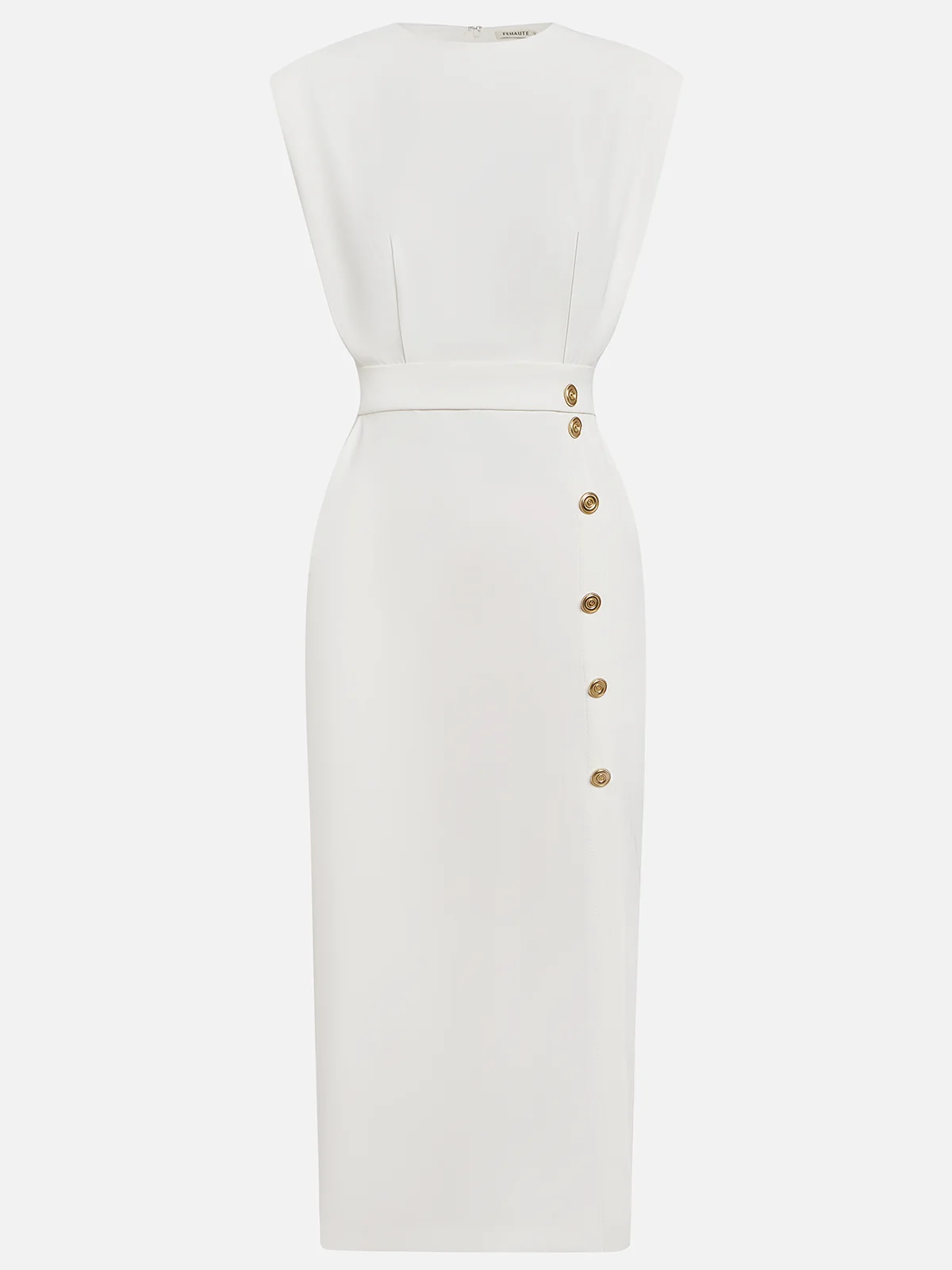 Vestido Mujer Midi | Escote Redondo con Abertura de Botones