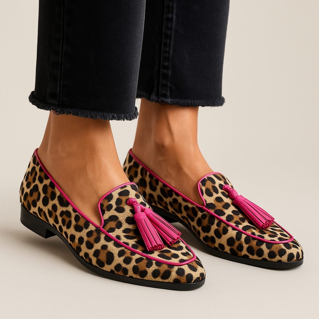 Mocasines Mujer | Suela Plana con Estampado y Flecos