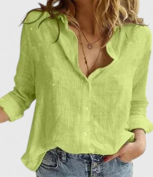 Camisa Mujer | Corte Recto con Cuello Solapa Ondulado