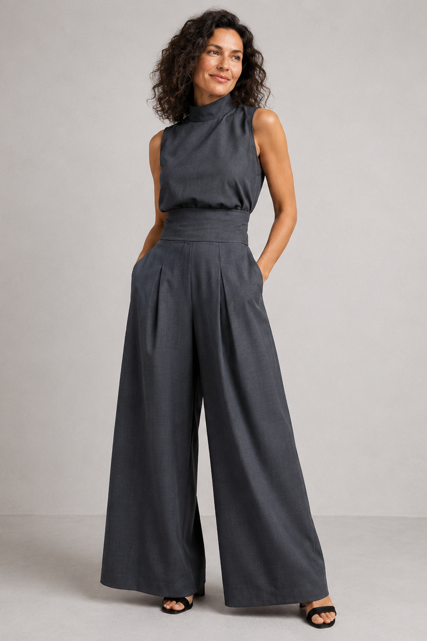 Traje Mujer | Conjunto de dos piezas top sin mangas y pantalón ancho