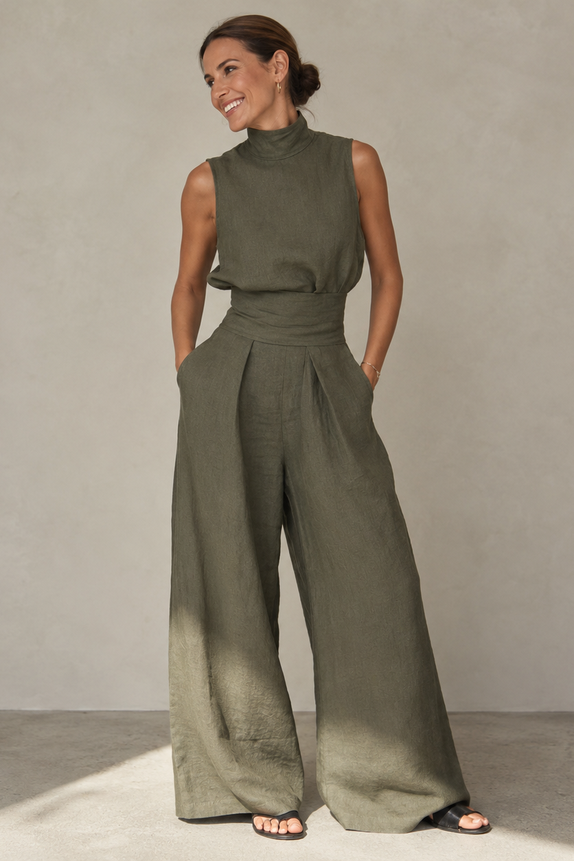 Traje Mujer | Conjunto de dos piezas top sin mangas y pantalón ancho