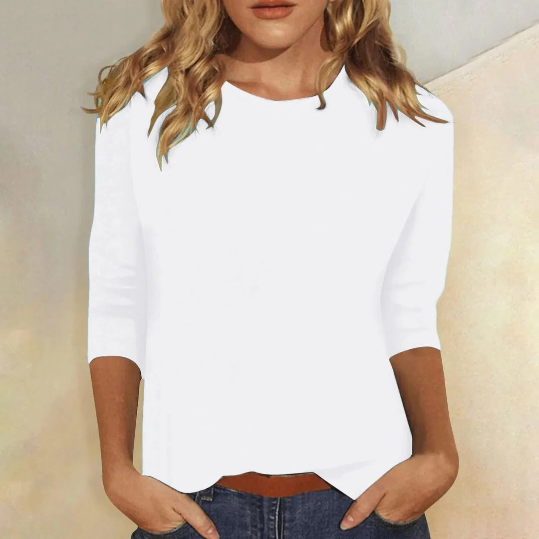 Camiseta Mujer | Cuello Redondo y Manga de Tres Cuartos