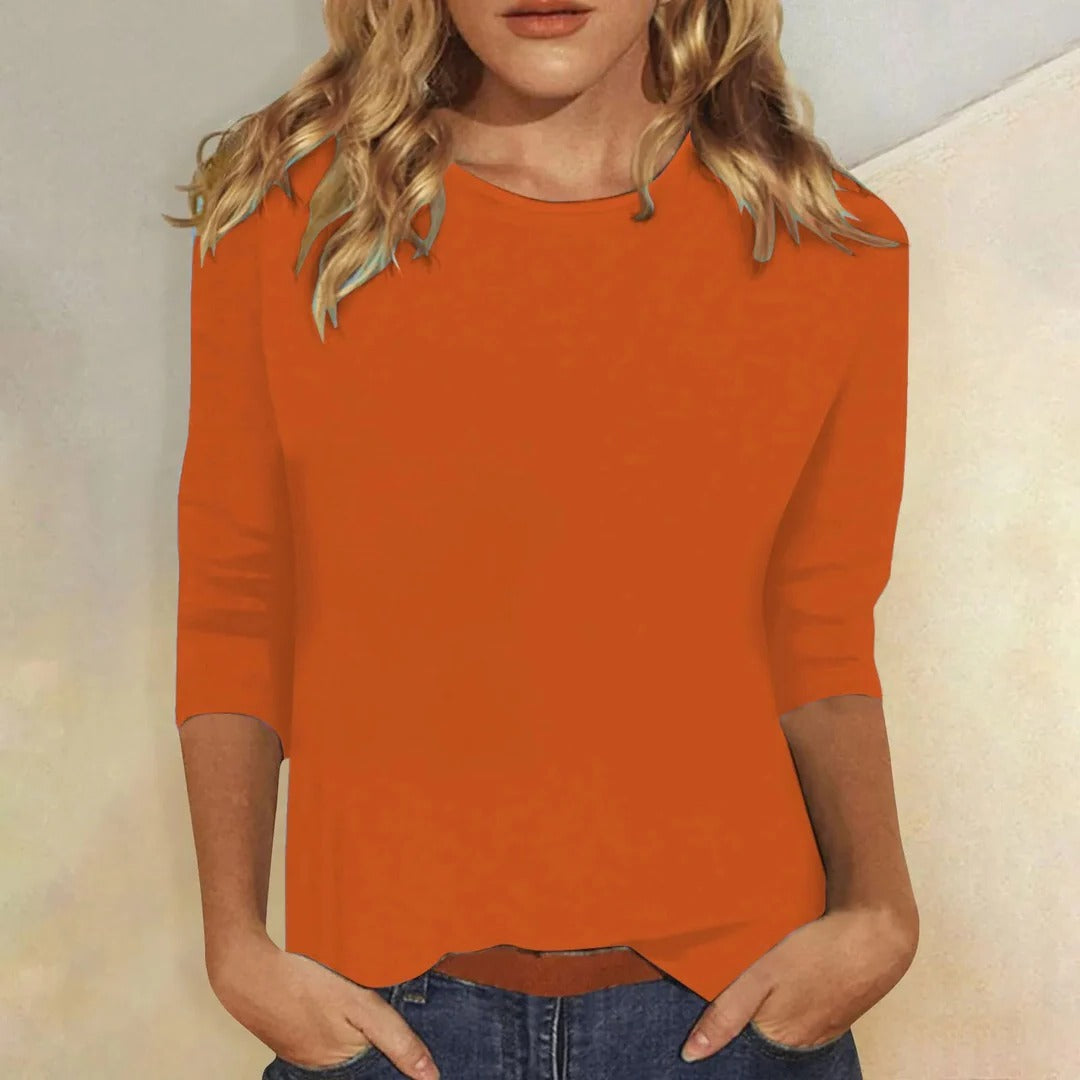 Camiseta Mujer | Cuello Redondo y Manga de Tres Cuartos