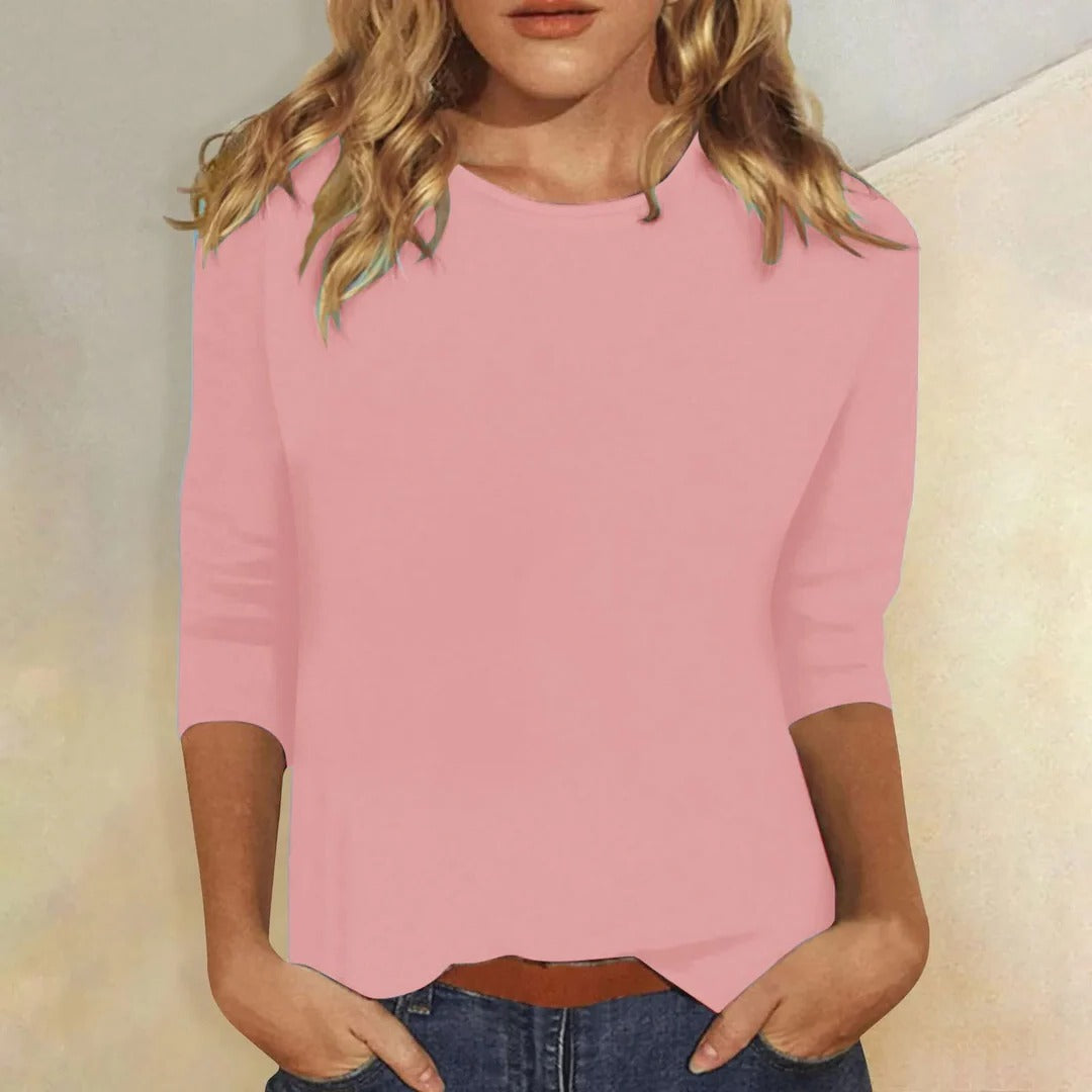 Camiseta Mujer | Cuello Redondo y Manga de Tres Cuartos