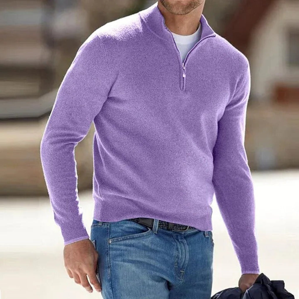 Jersey hombre | cuello alto con cierre de media cremallera