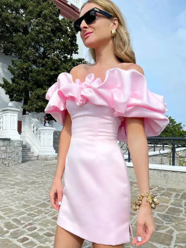 Vestido Mujer | Escote Off-Shoulder con Detalle de Volantes