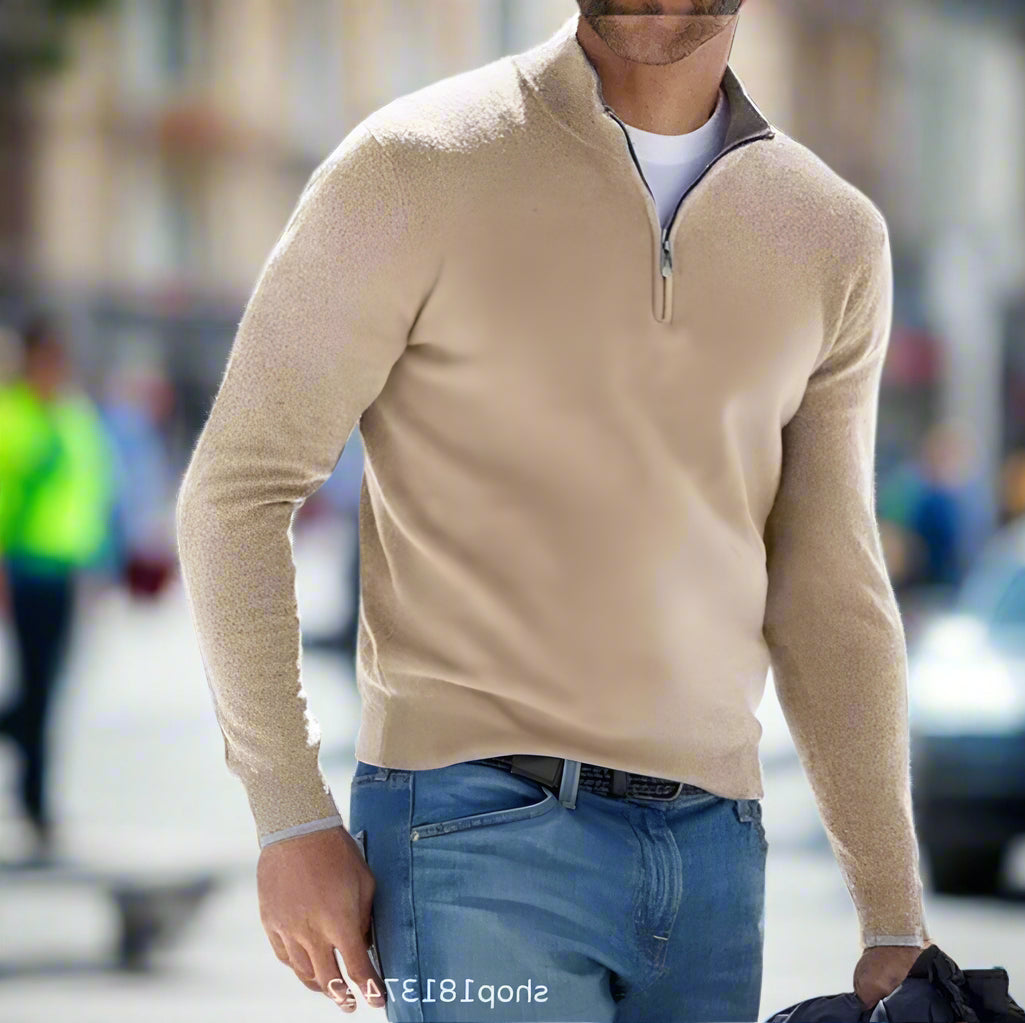 Jersey hombre | cuello alto con cierre de media cremallera